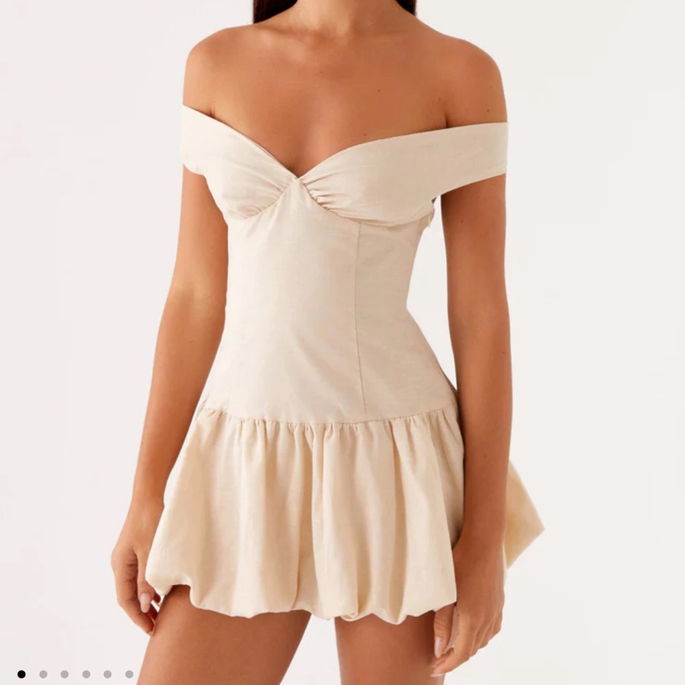 Off-Shoulder Cream Mini Dress